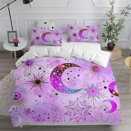 Housse de couette 200x200 lune motif 3D ensemble de lit 3 pièces pour garçon et fille