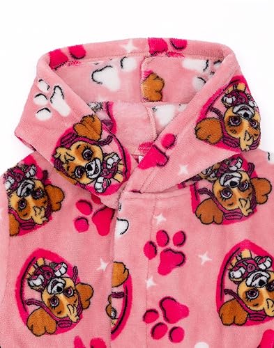 Paw Patrol Girls Hooded Bathrobe | Young Ladies Skye All Over Print Pink Dressing Gown | Kids Fleece Loungewear Bathrobe3