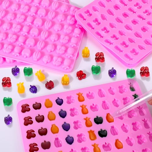 Mity rain 5pcs Fruit Snack Molds Silicone Bpa Free, Gummy Candy Molds Chocolate Molds With 5pcs Dropper For Kids, Including Mini Pineapple, Banana, Cherry, Apple, Grape Shape by Mity rain - Image 7
