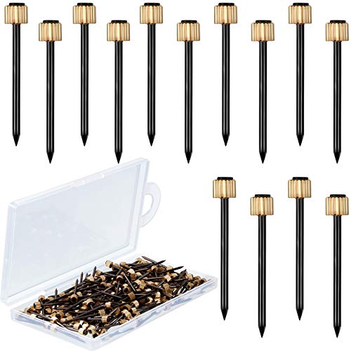 200 Piece Brass Head Hangers Nails Steel Picture Hanging Nails Picture Frame Hangers Nails Picture Hanging Black Nails and Brass Head for Picture Hangers