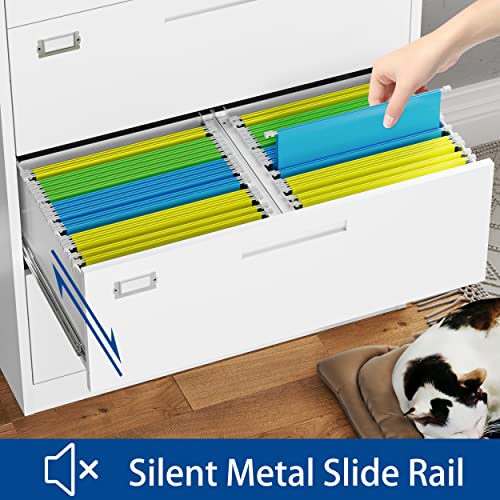 Fesbos Lateral File Cabinet With Lock, 4 Drawer Large Metal Filing Cabinet,Home Office Lockable Storage Cabinet For Hanging Files Letter/Legal/F4/A4 Size-Assembly Required #TOP6