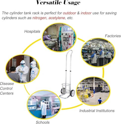 Carro portacilindros de oxígeno Ajustable, Carro Ligero de aleación de Aluminio para un Transporte Seguro en hospitales, Laboratorios y hogares.