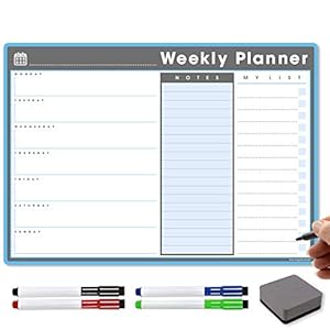 The Magnet Shop A3 Magnetische Weekplanner – Droog Veeg Whiteboard Planner voor uw familie, kantoor of studenten om…