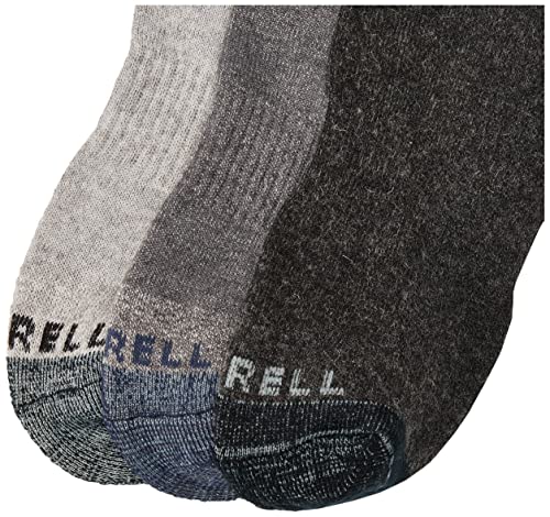 Merrell Adult's Wool Everyday Half Cushion Socks-Unisex 3 Pair Pack-Arch Support Band And Insulated Moisture Wicking, Charcoal Heather, M/L (Men's 9.5-12 /Women's 10-13) #TOP1