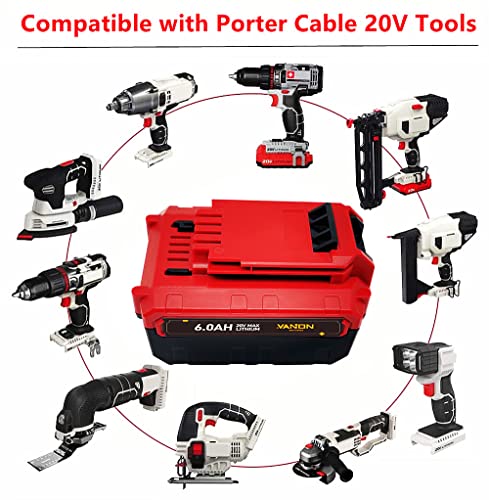 Vanon 2Packs Pcc685L Batteries 6.0Ah Replacement For Porter Cable 20V Lithium Battery Pcc685L Pcc685Lp Pcc682L Pcc680L Pcc680Lp 20Volts Batteries,Compatible With Porter Cable 20V Tools #TOP4