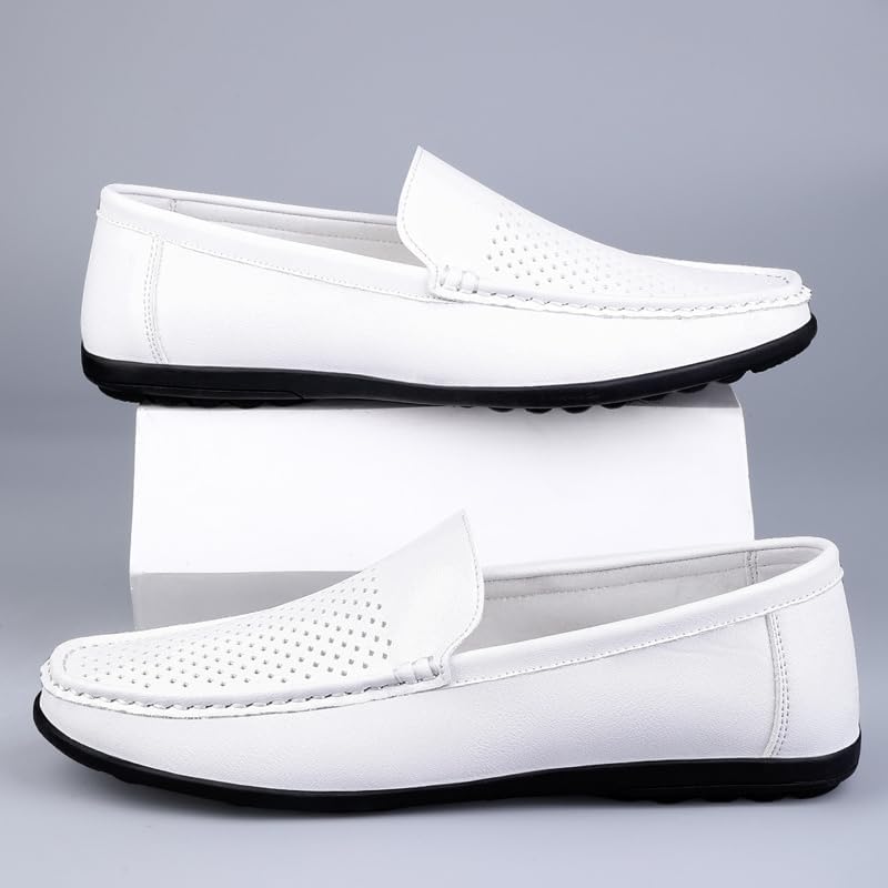 Men's Penny Loafers Leather Breathable Slip-On Driving Boat Shoes