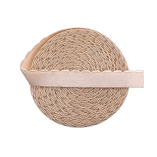 Ristlegrass Satin Elastic Band For Sewing 1/2 Inch 50 Yard Nude Roll Spool Shiny Stretchy Ribbon For Hair Tie Headband Dress Diy Sewing Trim (12Y 1/2" Nude) #TOP14