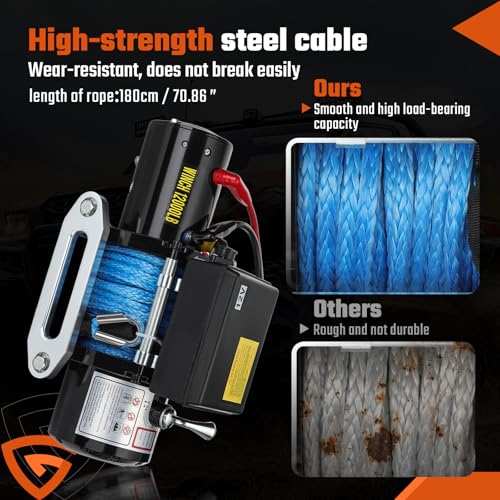 Cabrestante eléctrico 12000lb impermeable con cuerda sintética 12V miniatura 6
