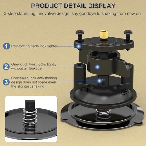 Image of Heavy Duty Suction Mount for Camera, 85mm Vacuum Suction Cup with 1 /4 inch Thread, GoPro Adapter & 1 /4 inch Screw for Action Camera, DJI Osmo, 360 Camera, Car Windshield & Glass - Black