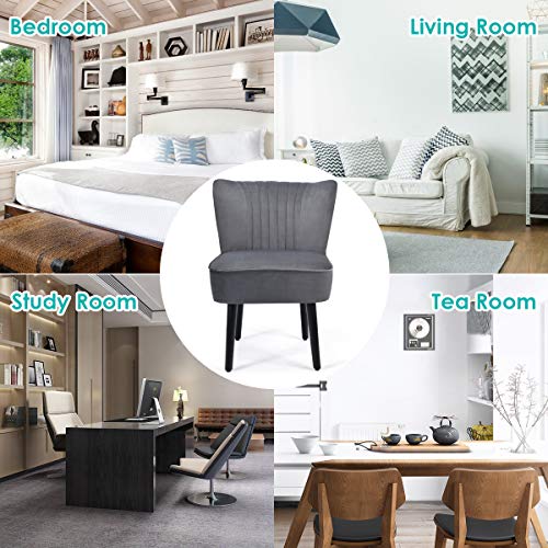 Giantex Velvet Accent Chair Set Of 2, Modern Mid-Century Upholstered Living Room Chairs, Comfy Armless Accent Side Chair, Bedroom Chair With Curved Backrest, Padded Seat, Wingback Chair, Slipper Chair #TOP6