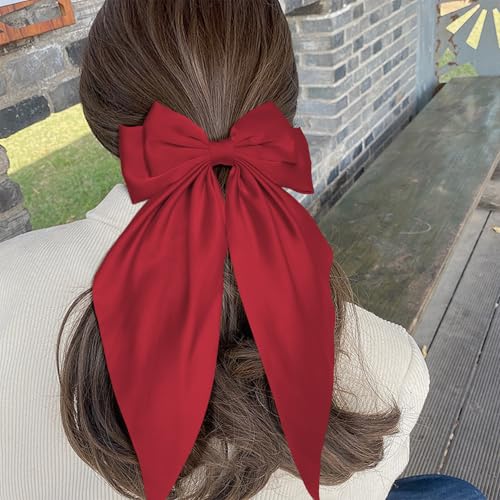 Burgund Hair Bows para Mujeres y Niñas, 2 pinzas satinadas miniatura 3