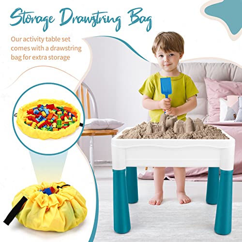 Rogalaly Kids Activity Table Set, All-In-One Multi Activity Table With Storage, 105Pcs Building Blocks Table Compatible With Classic Bricks, Craft Learn Play Water Sand Table For Boys Girls #TOP4