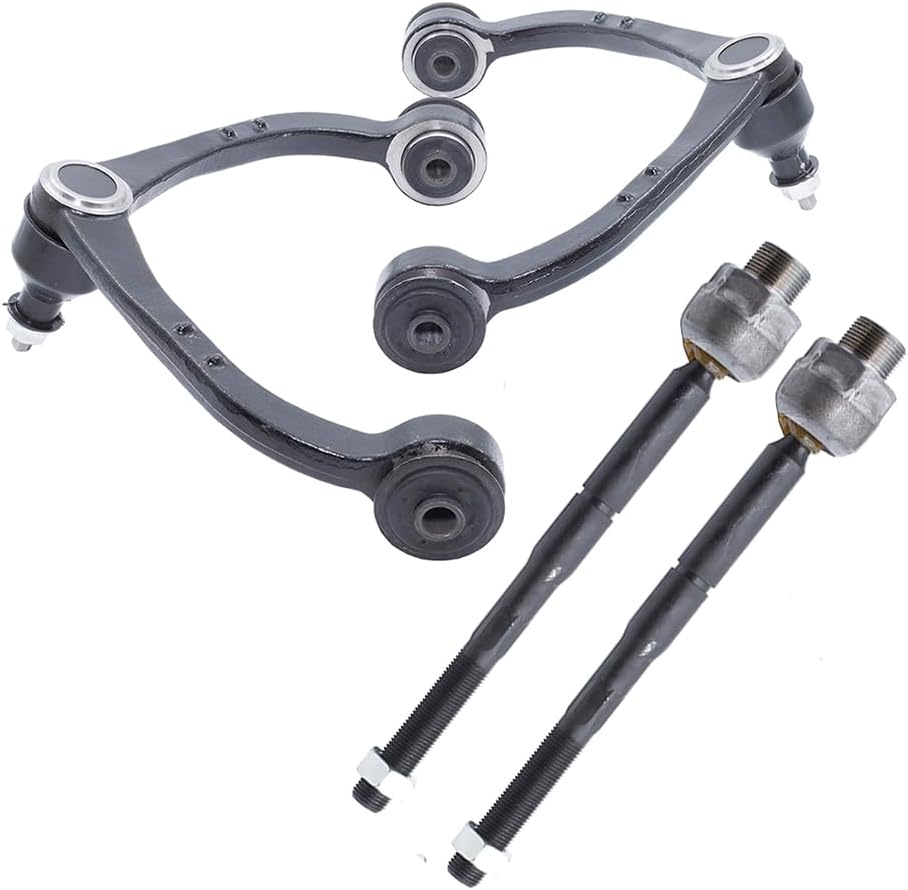 Front Upper Control Arm and Ball Joint Inner Tie Rod Assembly 4pc replacement for 2005-2010 Dodge Dakota Mitsubishi Raider