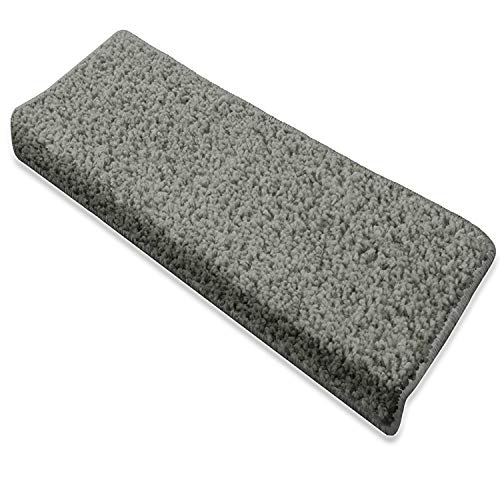 casa pura Rectangular Shaggy Carpet - 15x Stair Tread Mats | Grey | Barcelona | Incredibly Robust for High Traffic | 23.5x65cm | Matching Rug Available