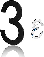 Vista 9 de Número de buzón de 3 pulgadas, números de casa modernos de acero inoxidable negro mate, números de puerta autoadhesivos para apartamentos y oficina 0