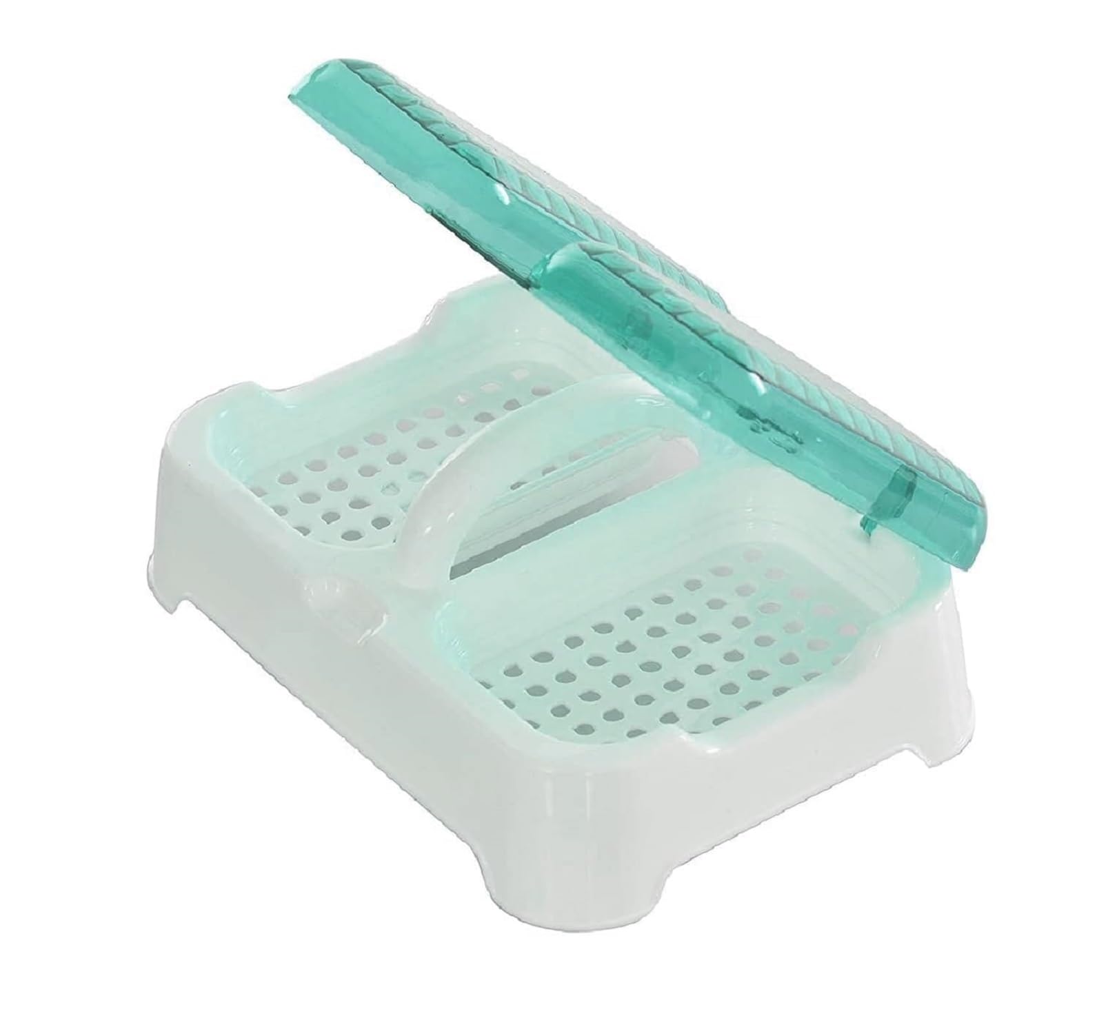 PUTHAK 2 in 1 Transparent Plastic Soap Case Holder with Lid Clear Soap Container Box Home Shower Outdoor Camping (Random Color Will Be Sent) Pack of 1 4