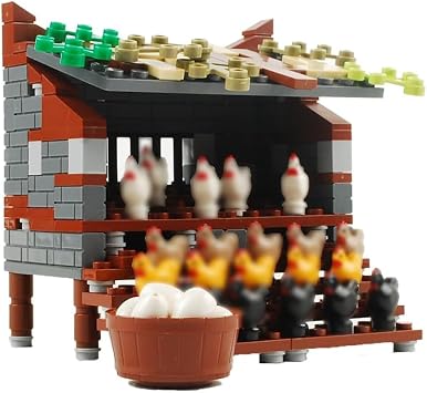 NW2 NW Farm Building Blocks Park Sencery Accessories Plant Set Building Bricks Kit DIY Building Set Compatible All Major Brands (Chicken coop#1)