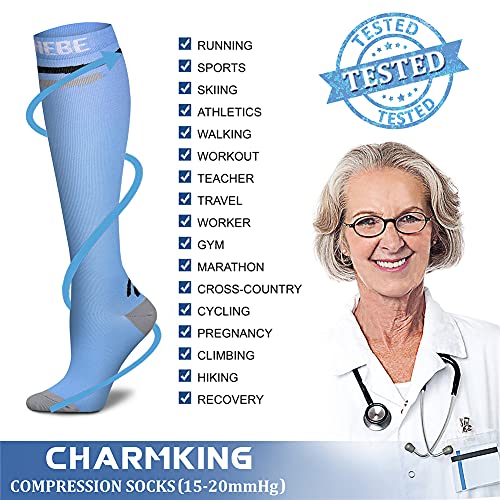 Image of Compression Socks (7 Pairs), 15-20 mmhg is BEST Graduated Athletic & Medical for Men & Women, Running, Flight, Travel, Nurses, Pregnant - Boost Performance, Blood Circulation