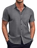 COOFANDY Men's Short Sleeve Dress Shirts Wrinkle Free Polka Dot Print Shirt Casual Button Down Shirts with Pocket