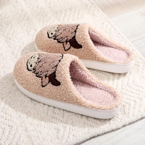 Image of Cute Animal Slippers for Women Man Cartoon Animal Slippers for Woman Fuzzy Memory Foam Winter Warm Fluffy Shoes