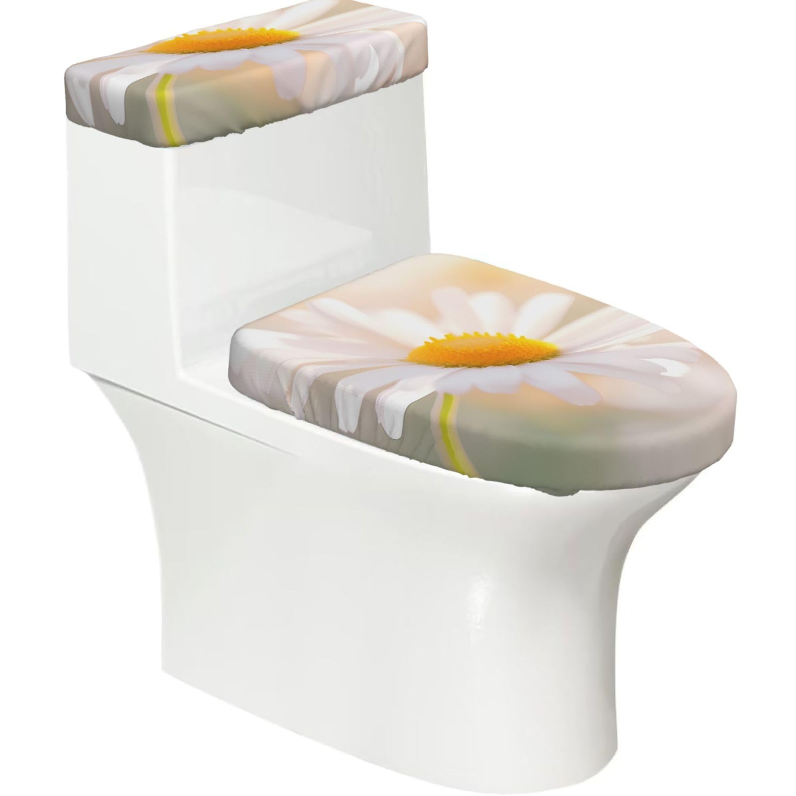 Mrowyc Black Daisy Printed Toilet Seat Set - Set Of 2 - Universal Toilet Seat Cover - Housewarming Birthday Christmas Gift