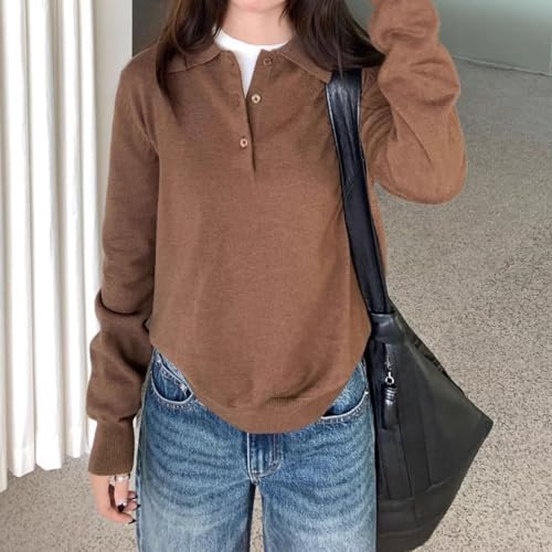 MOLERFO Collared Sweaters Women Light Polo Sweater Fall Pullover Long Sleeve Polo Shirts Knit Sweater2