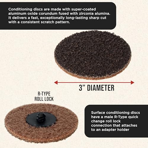 Dura-Gold DUR 3QCA-COARSE 3 Inch Diameter Surface Conditioning Discs Brown Coarse Sanding Grit (Box Of 25) - R-Type Quick Change Roll Lock Connection thumb #2