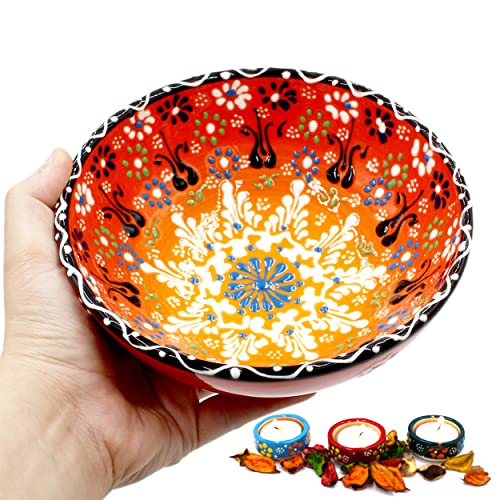 Küchengeräte 6.2" Inc%100 Hand-Painted Decorative Turkish Ceramic Bowl - Handcrafted Serving Bowl For Snacks Salad Noodle Cereal Rice Soup Pasta Serving - Best Gift Set #TOP2