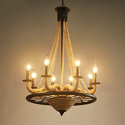 Lustre corde de chanvre rétro industriel GZ pour salon et café