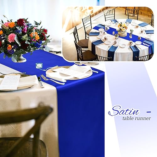 24 Pack Royal Blue Satin Table Runner 12×72 Inch Long Premium Table Runner for Wedding Bright Silk Table Runner for Party,Banquet,Events,Graduations Decoration fit Rectange and Round Table-Royal Blue by EVSGSONL - Image 6