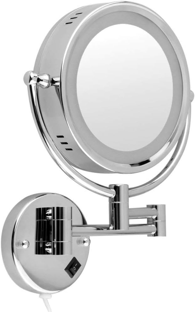 Lіmіtеd Stосk Cavoli Makeup Mirror with LED Lighted Wall Mounted 7X Magnification,Plug in Operated LED Lighted for Cosmetic Shaving Bathroom Chrome Finish (8.5-inch,7X) Bеѕt Cуbеr Mоndау 🔥 Cavoli Makeup Mirror with LED Lighted Wall Mounted 7X Magnification,Plug in Operated LED Lighted for Cosmetic Shaving Bathroom Chrome Finish (8.5-inch,7X)