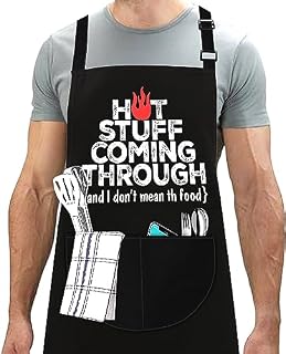 LINEN CLOSET® King of the Grill Apron for Men Funny Aprons Professional Bbq Aprons Kitchen Cooking Gift Apron with 2 Front Pockets Home Kitchen Garden Work Restaurant