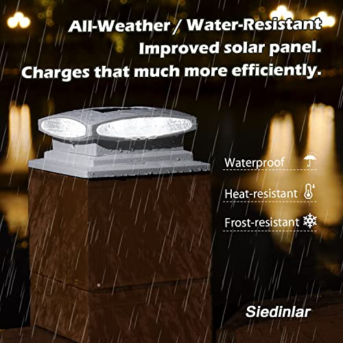 image for SIEDiNLAR Solar Post Cap Lights Outdoor, 2 Modes 24 LED Solar Powered 