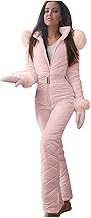 Combinaison de Ski pour Femme Une Pièce Combinaison de Neige Chaude Combinaison de Ski Hiver Imperméable Veste de Snowboard Longue Combinaison de Ski pour Sports de Neige Capuche en Plein Air