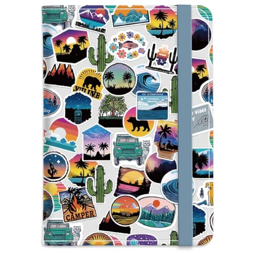 CRAFTYMELODY PU Leather Passport Holder Cover 5.9×4.3 Inch with Credit Card Slot and Boarding Pass Slot Combo Blocking Passport Holder Wallet Cover Case for Travel Boarding Essentials (Sticker)