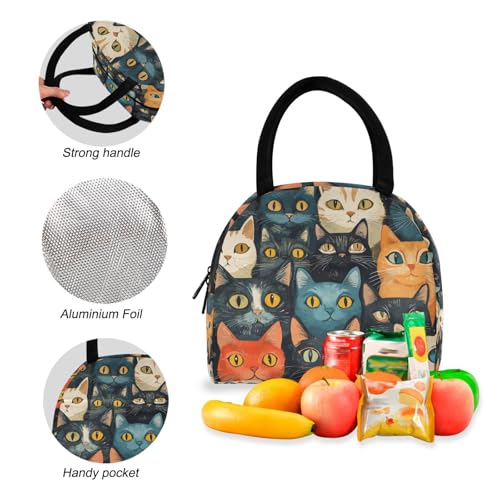 Backpack Lunch Box Set Large Capacity Travel Backpacks and Insulated Lunch Bag for Commute Hiking Picnic Anime Cats Portrait Print4