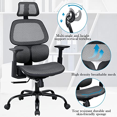 Desk Chair Ergonomic Office Chair Mesh Computer Chair With Flip-Up Arms Lumbar Support, High Back Adjustable Chair Executive Home Office Desk Chairs Swivel Rolling Task Chair For Men, Grey #TOP4