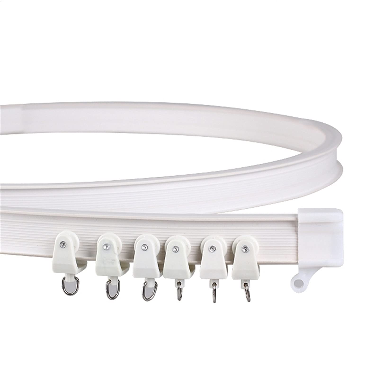 Skdvy Ceiling Mounting Flexible Curtain Rail System, 1M/3.0M/5M Straight Bay Window Flexible Curved Curtain Tracks Bendable Rod Rail Track Customizable For Bay Balcony Window(,3.0M)