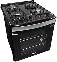 Fogão de Embutir 4 Bocas Preto com Mesa de Vidro Dako Diplomata Bivolt
