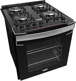 Fogão de Embutir 4 Bocas Preto com Mesa de Vidro Dako Diplomata Bivolt