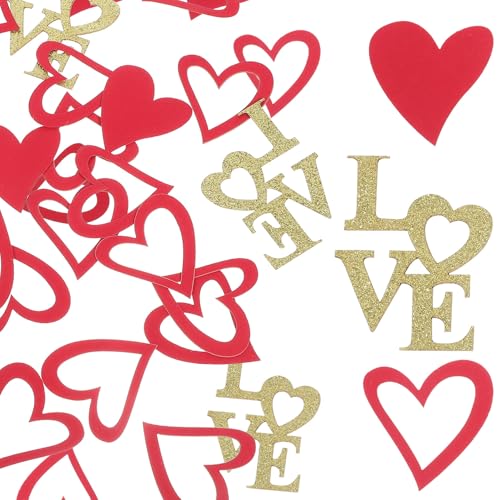 Healifty 100 Piezas Confeti de Papel para Bodas y Día de San Valentín Decoración Romántica para Aniversarios y Fiestas Confeti Decorativo Rojo y Dorado Accesorio Ligero y Resistente para