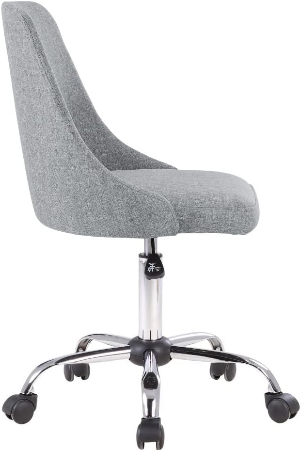 Image of Taskpro Fabric Upholstered Height-Adjustable 360 Swivel Revolving Office Study Desk Chair in Light Grey Color