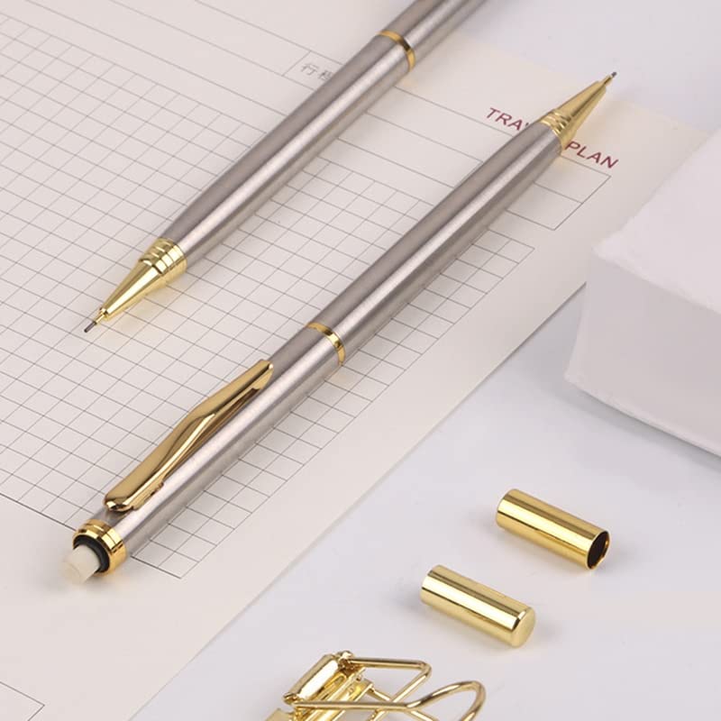 Druckbleistifte, 1 Stück, Druckbleistift, Metall, 0,5 mm, für Schüler, zum Zeichnen, Vermessen und für Büroarbeiten (Schwarz)