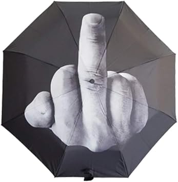 3 Folding Middle Finger Umbrella - Travel Rain Umbrella - Golf Umbrella - Windproof Umbrella Funny Gift for Women Men Black