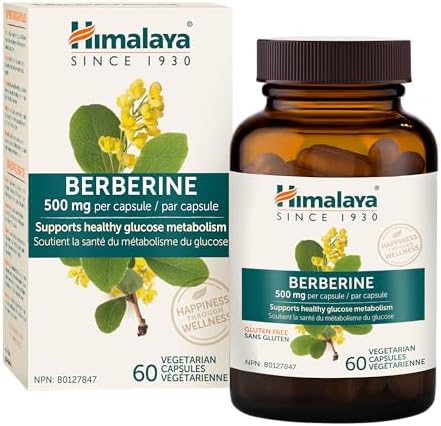 Himalaya Berberine for healthy glucose metabolism support, 1000 mg Serving, Berberine HCL from Indian Barberry Root, Vegan, Gluten Free, Herbal Supplement, 60 Capsules, 1 Month Supply