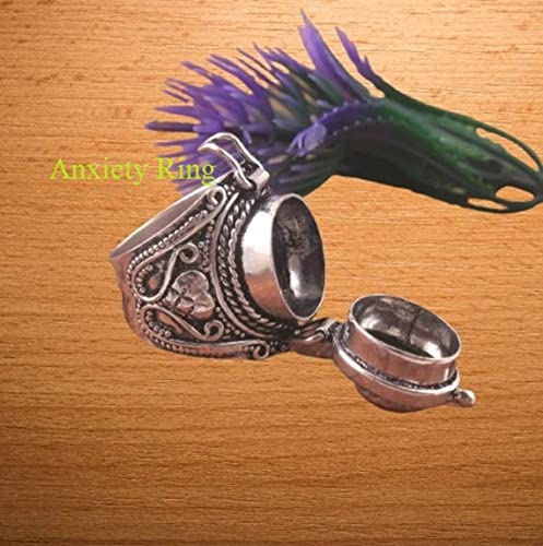 Rings Natural Amethyst Poison Ring, Sterling Silver Ring, Openable Poison Ring, Secret Box Ring, Mother Day Gift, Anxiety Ring, Fidget Ring Gift For Her BY SHREESHYAMJEWELLER4