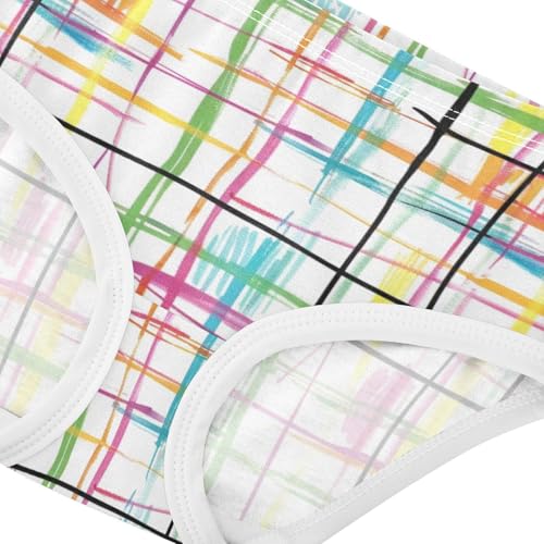 Girls' Hipster Panties Organic Cotton Toddler Underwear for Girls Colorful Striped Plaid4