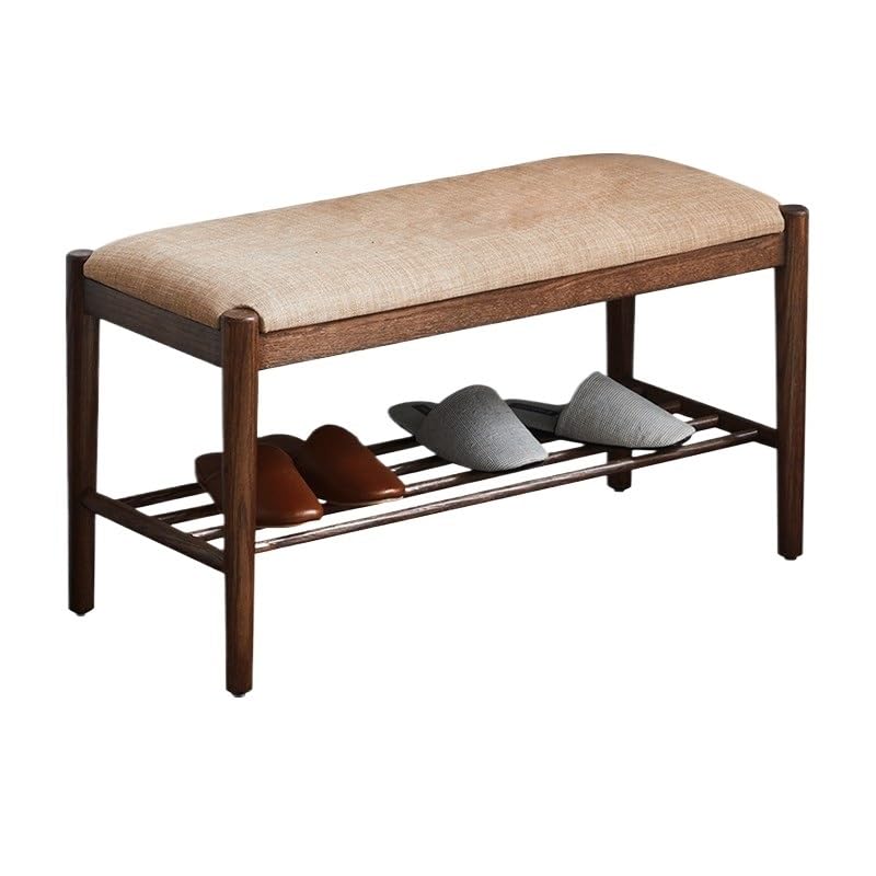Étagère à chaussures en bois massif avec tabouret et repose-pieds d'entrée