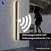 100CM LED Außenleuchte mit Bewegungsmelder Wandleuchte Aussen Naturweiß | 32W Lange Außenlampe Wand mit Bewegungsmelder Wasserdicht Moderne Wandlampe Außen/Innen für Gärten Garage, 4000K – Ansicht 2