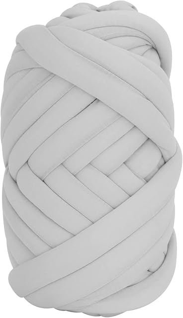 Trintion Hand-Knitted Chunky Yarn 25m Super Chunky Yarn Arm Knitting Yarn DIY Hand Roving Yarn Washable Cotton Polyester Chunky Yarn for Handmade Blankets Scarf Sweater (Light Grey)